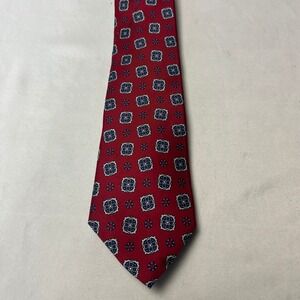 Christian Dior Monsieur Red Pattern Silk Necktie Made‎ in USA Classic Office